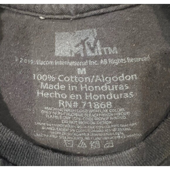 Classic MTV Logo Distressed Checkered Print Premium T-Shirt Medium - Picture 5 of 5